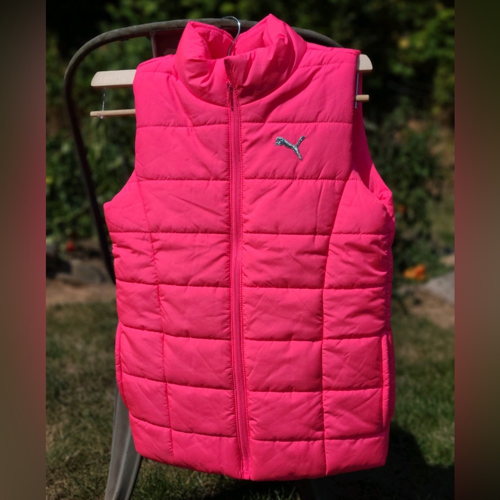 Pink Puma puffer vest girls 8/10 NWT